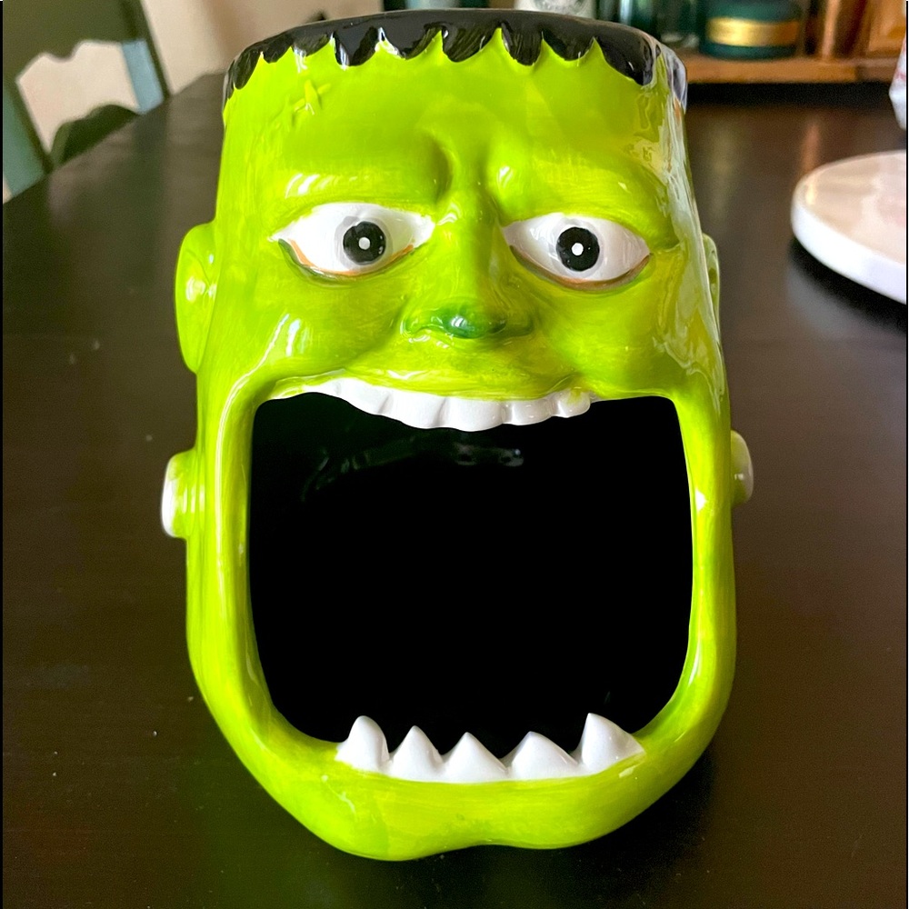 Frankenstein head and toxic mug